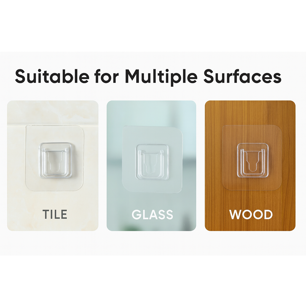 Step-by-step illustrated guide on how to install the GlimmerHome adhesive hook.