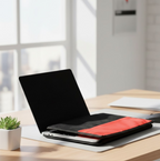 Close-up of the laptop sleeve material, highlighting its smooth texture for laptop protection.