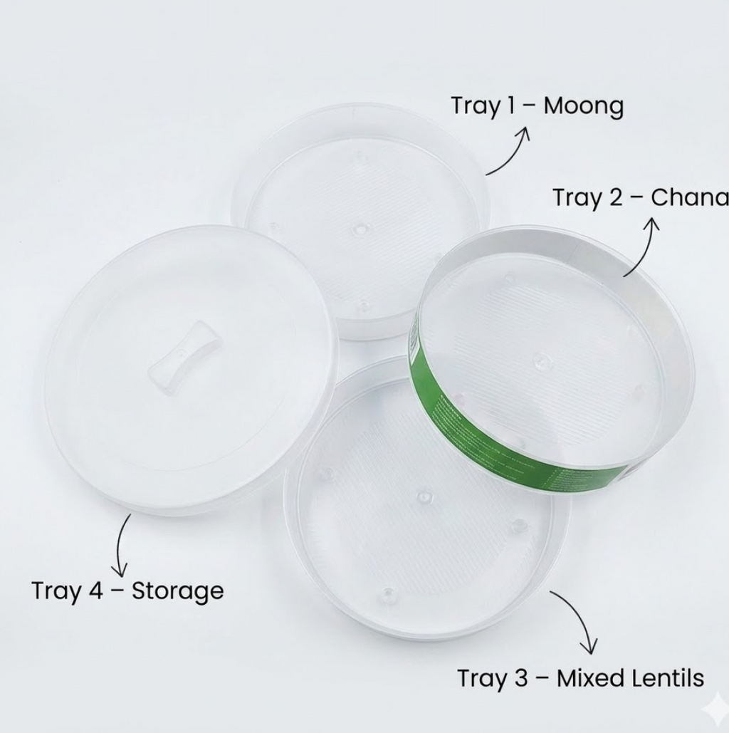 A close-up of the Sprout Maker 4 Layer with its lid, emphasizing hygiene.