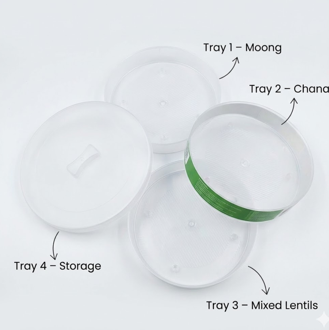 A close-up of the Sprout Maker 4 Layer with its lid, emphasizing hygiene.
