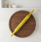 Close-up of the natural wood grain on the durable Bombay belan rolling pin.