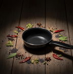 Diagram illustrating the five-layer ultra-durable non-stick coating of the fry pan.