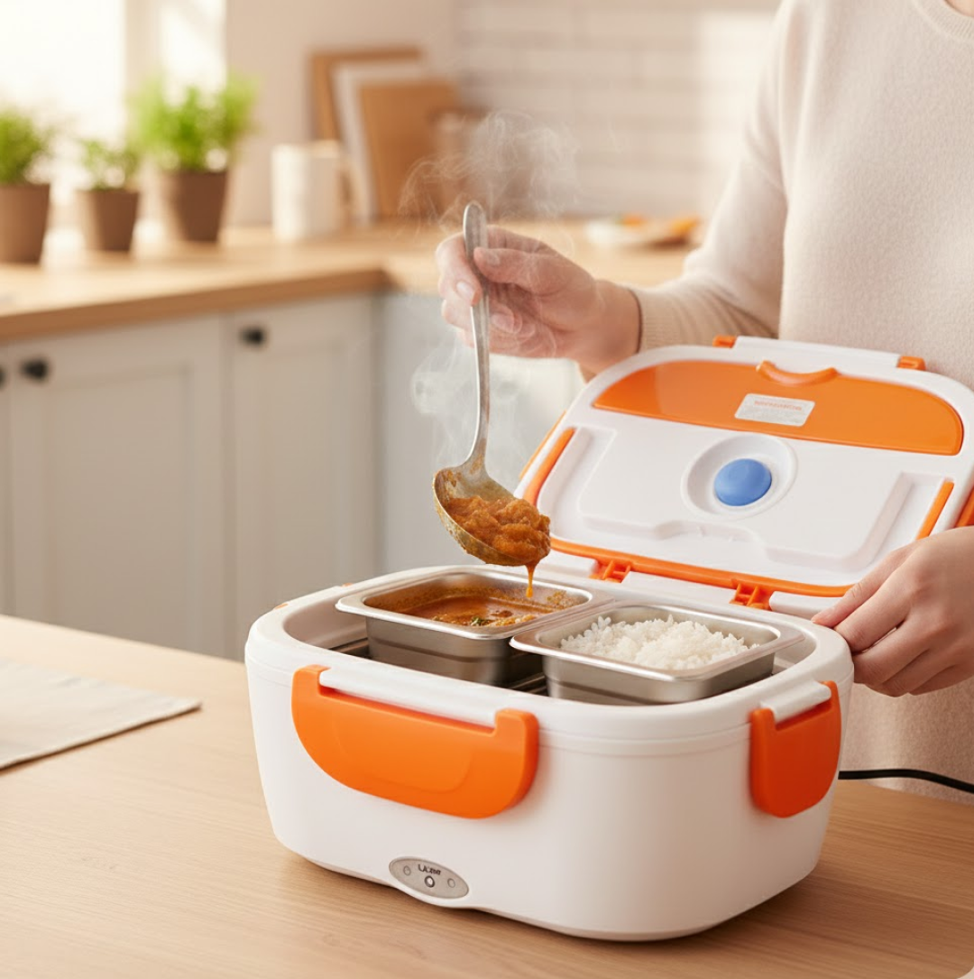 Close-up of the Electric Lunch Box's power plug, showing simple connectivity.