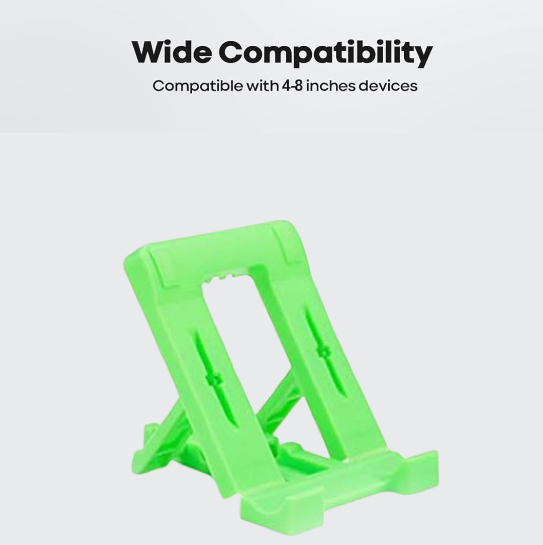 Compact, folded mobile stand showing its portable design.