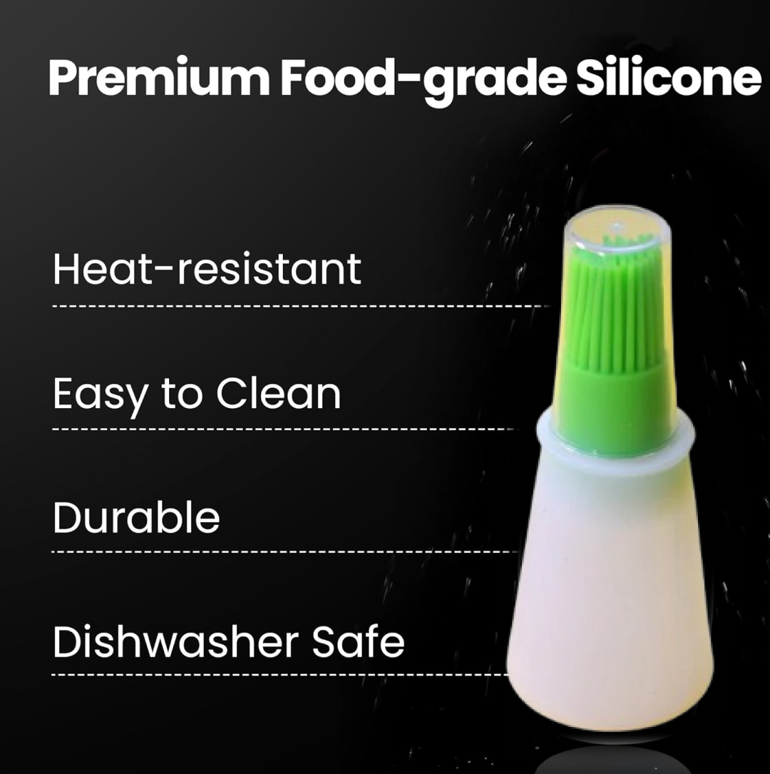 Components of the disassembled silicone oil dispenser bottle for easy cleaning.