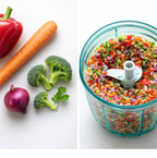 Quickslice branded manual vegetable chopper with 5 blades and pull cord.
