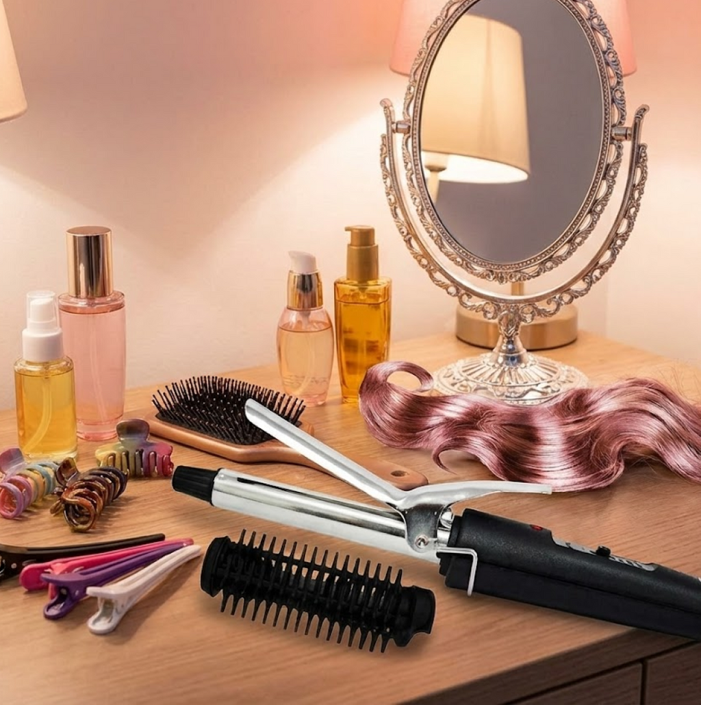 Professional black hair curling iron with ceramic-coated barrel.