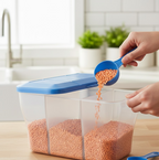 Close-up of the secure airtight lid on the 3-section kitchen organizer jar.