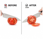 Compact and portable design of the Quickslice knife sharpening tool.