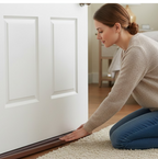 Comparison of a room with and without a FreshAura door draft stopper.