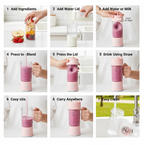 Compact portable blender for making fresh smoothies and juices anywhere.