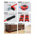 Diagram illustrating components of the furniture lifter tool for quick and easy assembly.