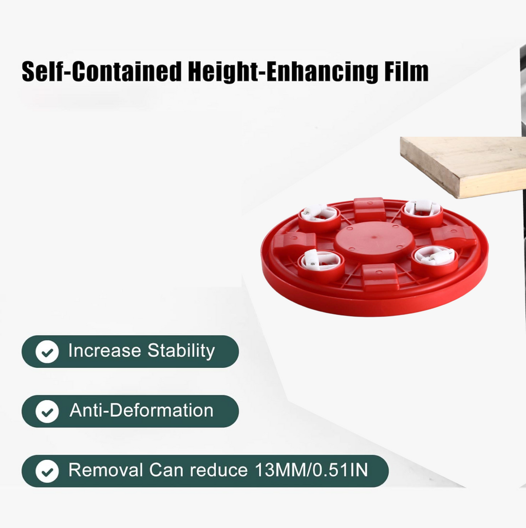 Top-down view of the compact red plastic gas cylinder trolley stand.
