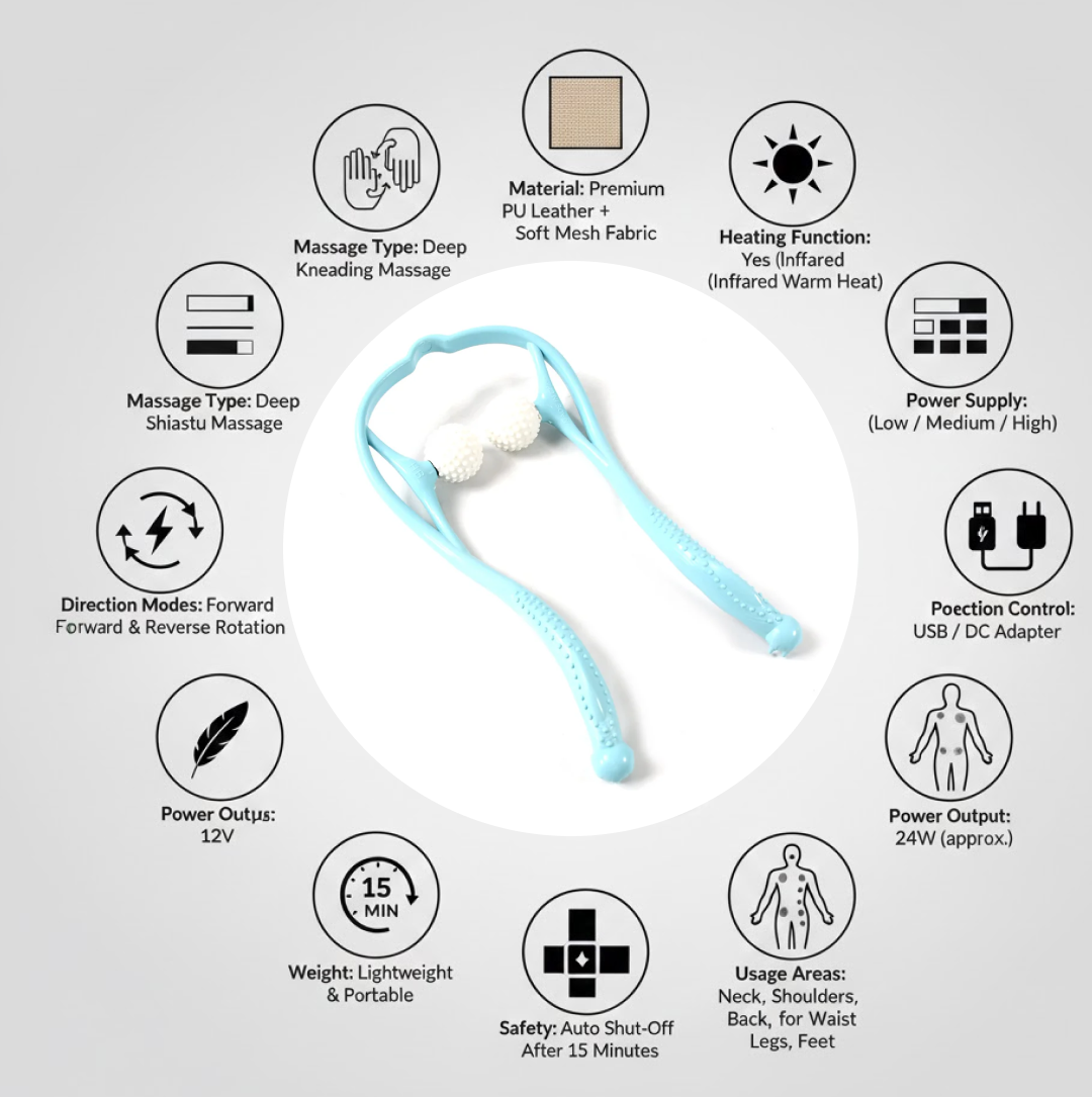 Illustration showing the portable massager effectively targeting waist and lower back muscles.