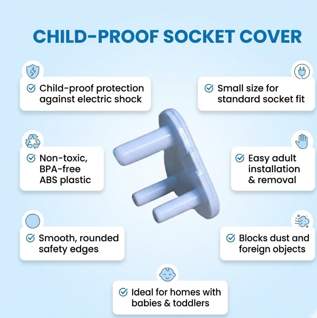 Front and side profile of the small electrical socket cover protector, highlighting its smooth design.