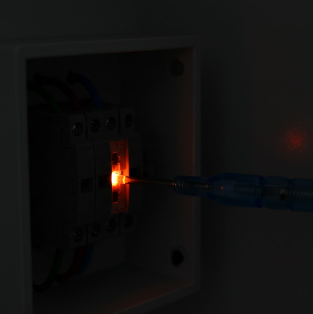 Insulated electrical tester screwdriver, perfect for safe voltage detection.