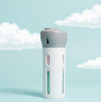 Detailed image illustrating the easy steps to operate the travel dispenser.
