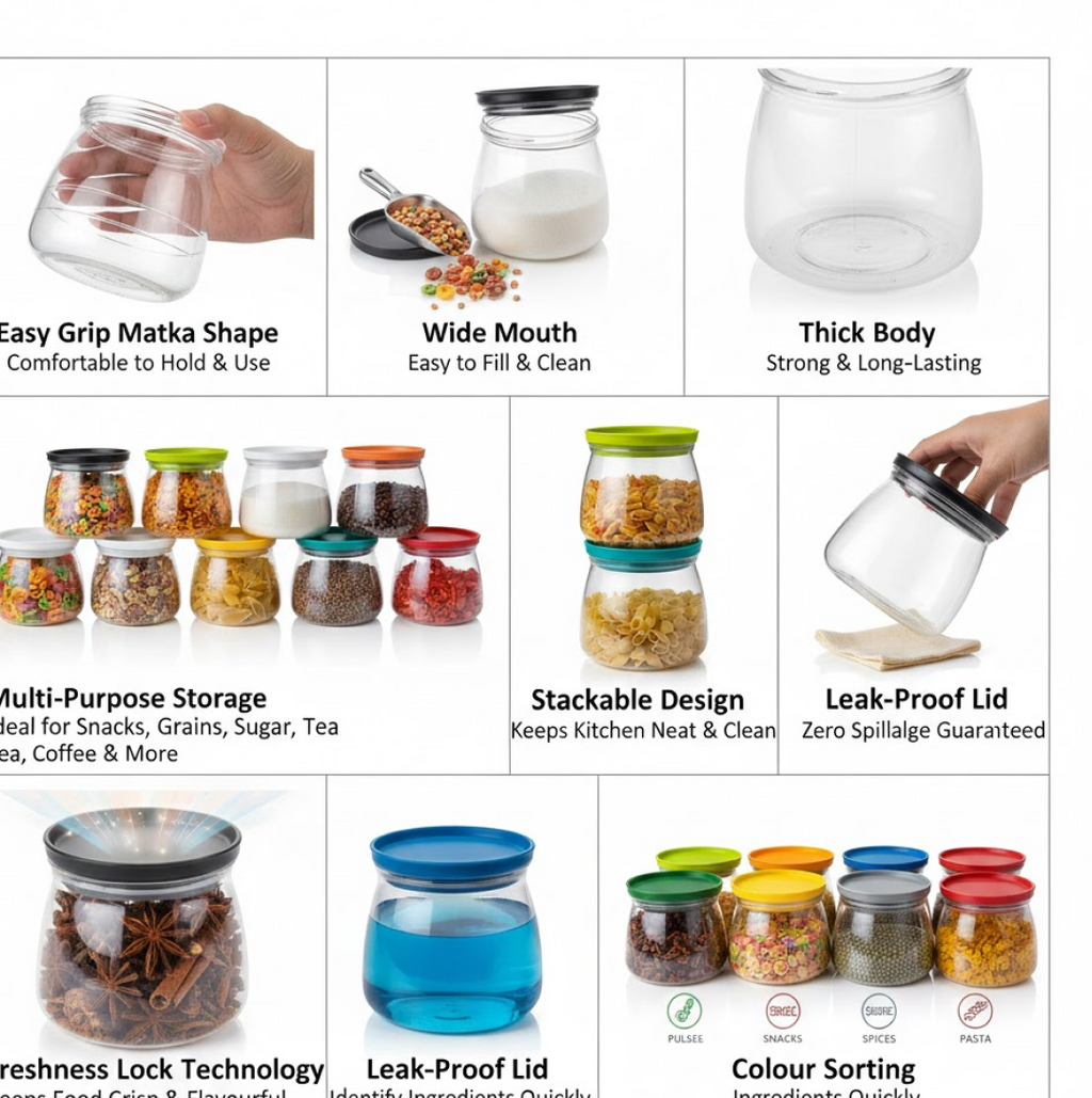 Wide mouth matka jars, ideal for easy filling and cleaning.