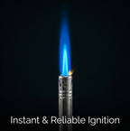 Front view of the ChefArmor stainless steel gas lighter with ergonomic handle.