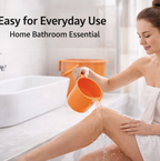 Packaging for the Bathora Deluxe Plastic Bathroom Mug, highlighting its key features.