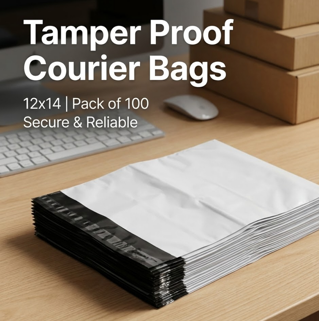 Backside of a tamper proof courier bag highlighting its security features.