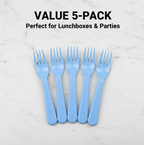 Close-up of a single sleek reusable plastic fork, highlighting its sturdy design.