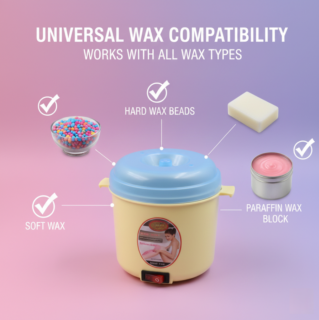 Diagram showing the dimensions of the compact wax heating machine