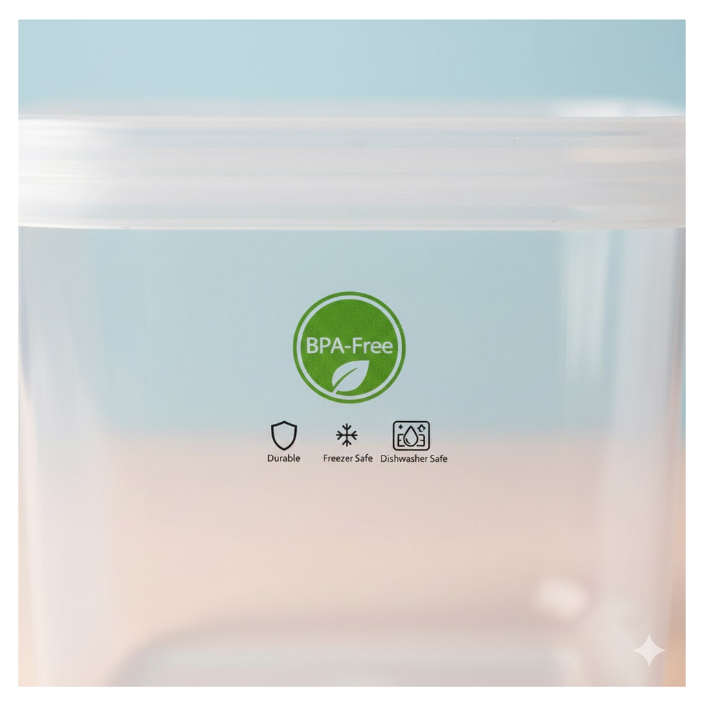 Neatly arranged set of three multicolor airtight food containers.