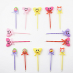 Yellow star-shaped ballpoint pen with a playful rattle for kids.