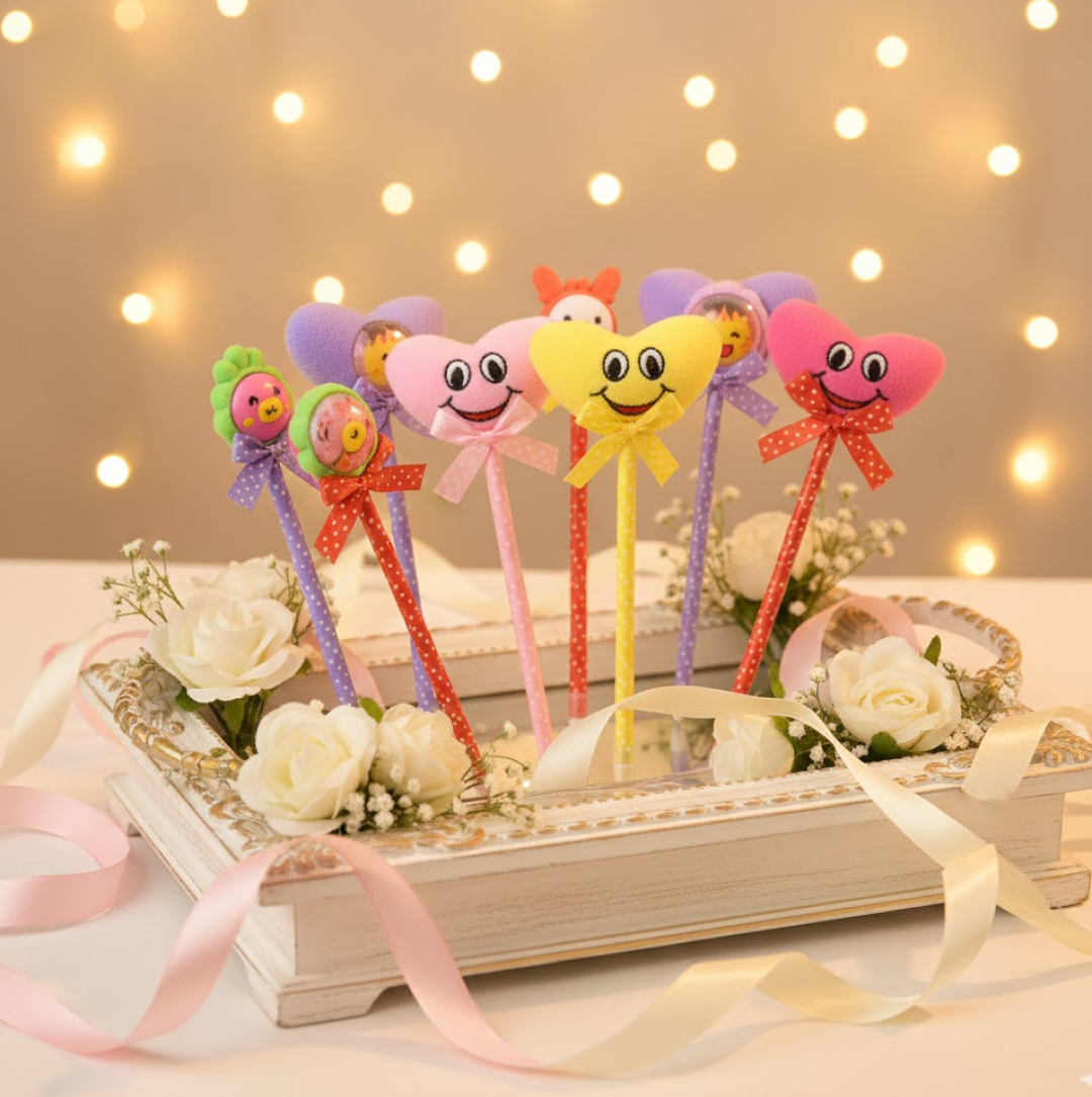 Purple cartoon character ballpoint pen, perfect for adding fun to notes.