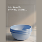 An overhead view of the BPA free plastic bowl set, showing its practical design.