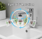 Close-up of the water-saving faucet head with built-in filter and fine holes.