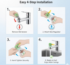 Schematic showing efficient water flow through the 360-degree rotating faucet valve.