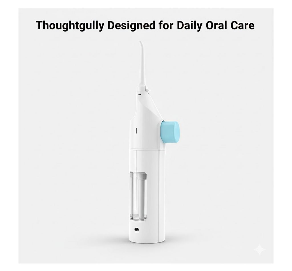 Graphic demonstrating the correct usage of the Water Flosser for optimal oral hygiene.