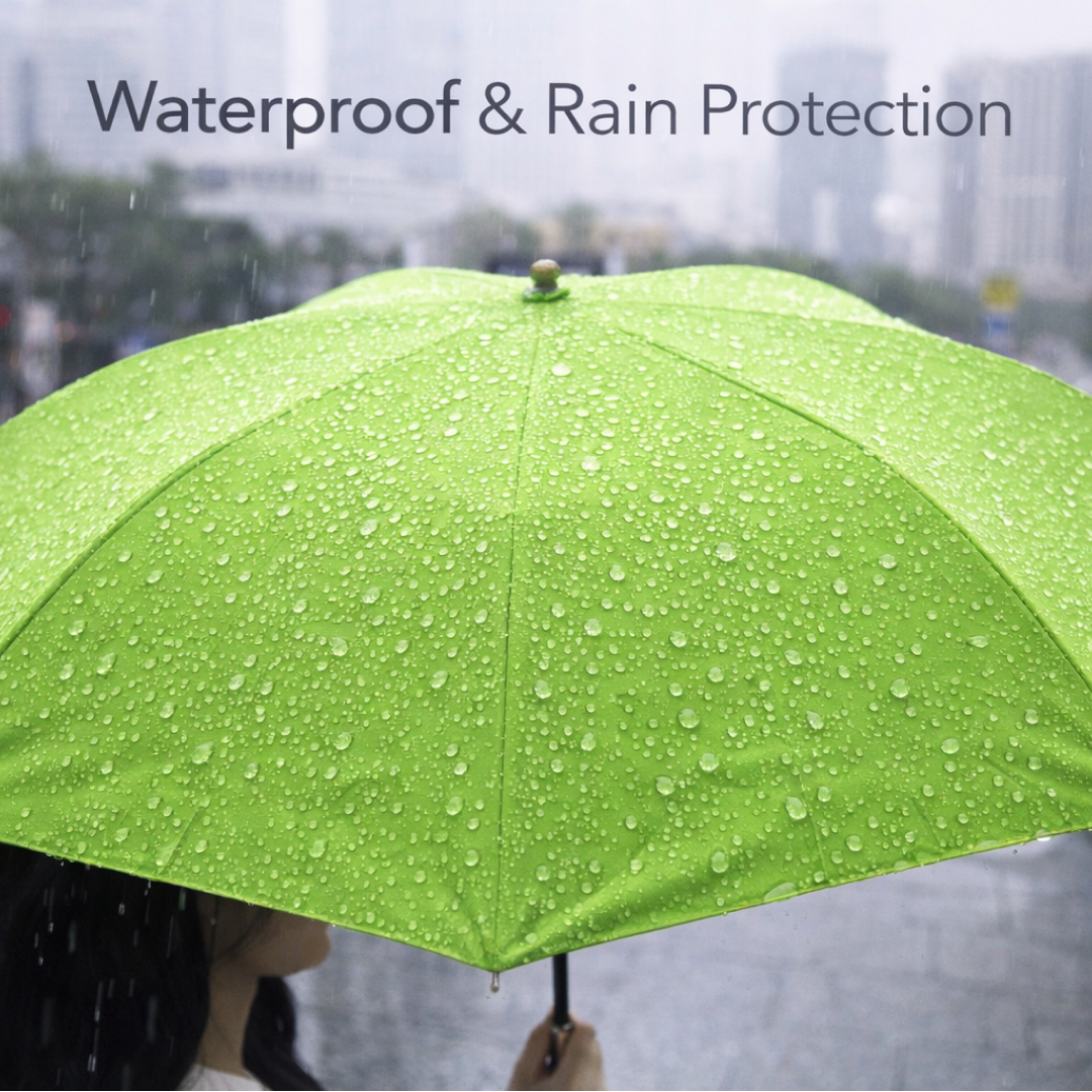 Ergonomic soft foam grip handle of the DrizzlePro umbrella.
