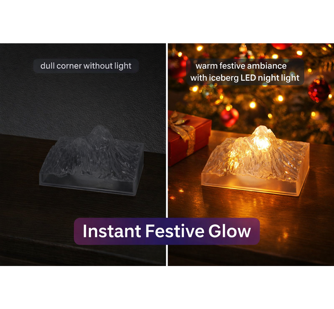 The Iceberg Night Light in a home setting, providing a subtle and modern light source.