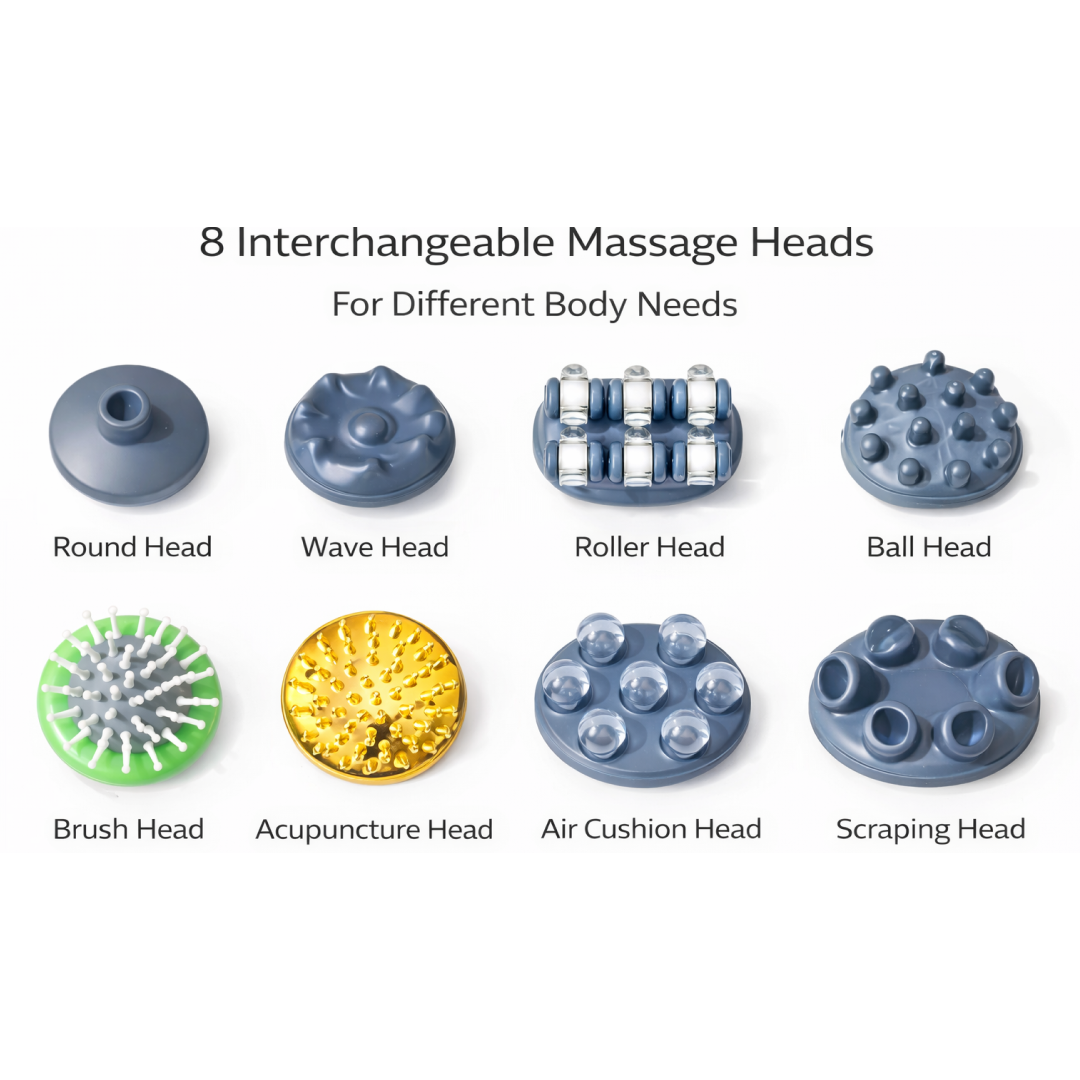 Electric massager being used on the abdomen, promoting circulation and relaxation.