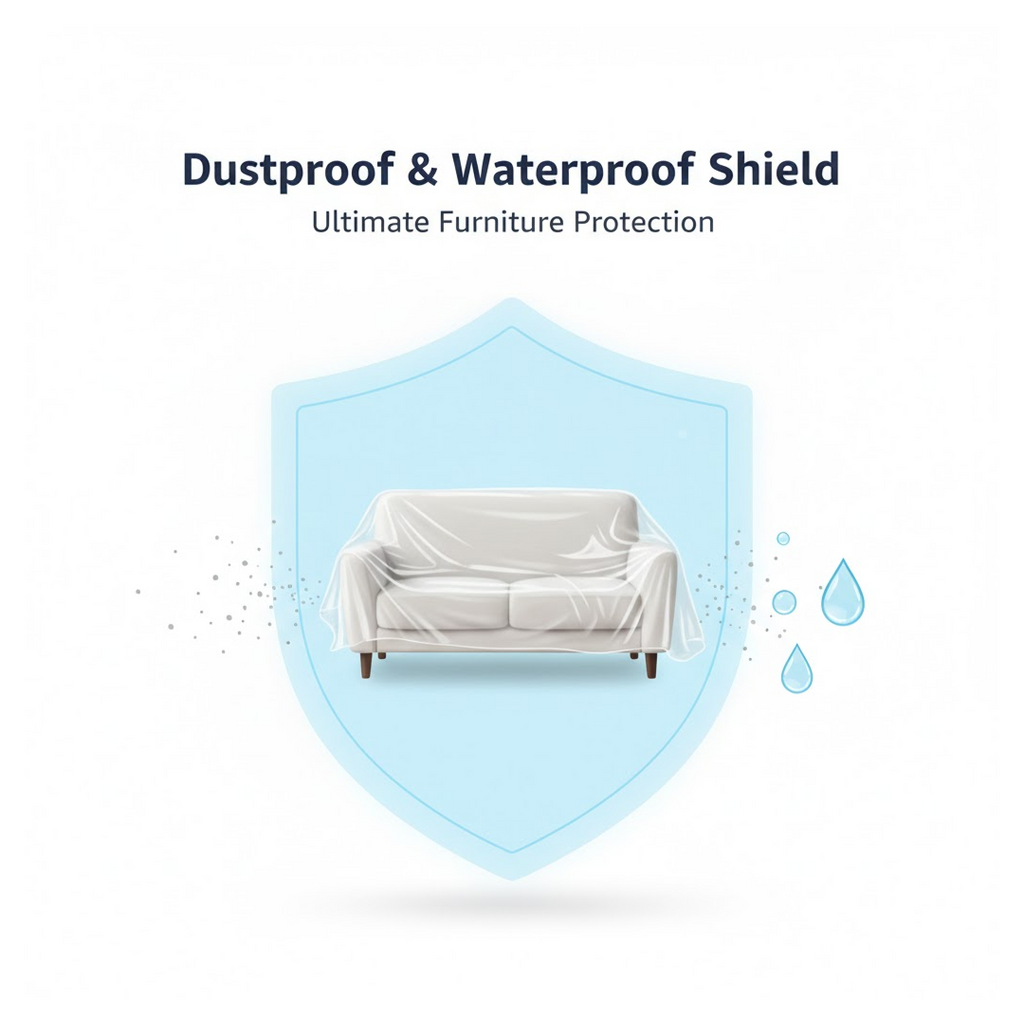 Detail shot of the elasticized edge providing a snug fit on the disposable furniture cover.