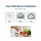 Demonstrating the strong adhesive backing of the shower phone holder on a smooth wall.