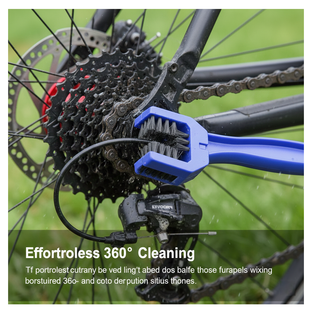 The versatile Motorbike Chain Cleaner tool in action, cleaning a bike chain effectively.