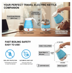 Silicone electric kettle with its handle and spout for easy pouring.