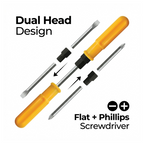 XcelGrip Multipurpose Screwdriver disassembled, showing its dual-function bits.