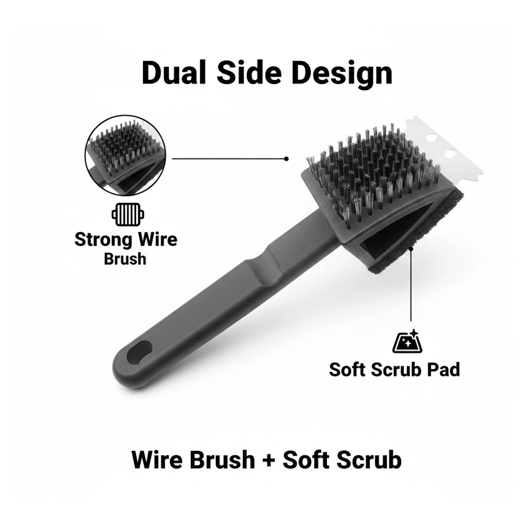 Angled view of the hygienic silicone toilet brush showing its flexible head and ventilated holder.