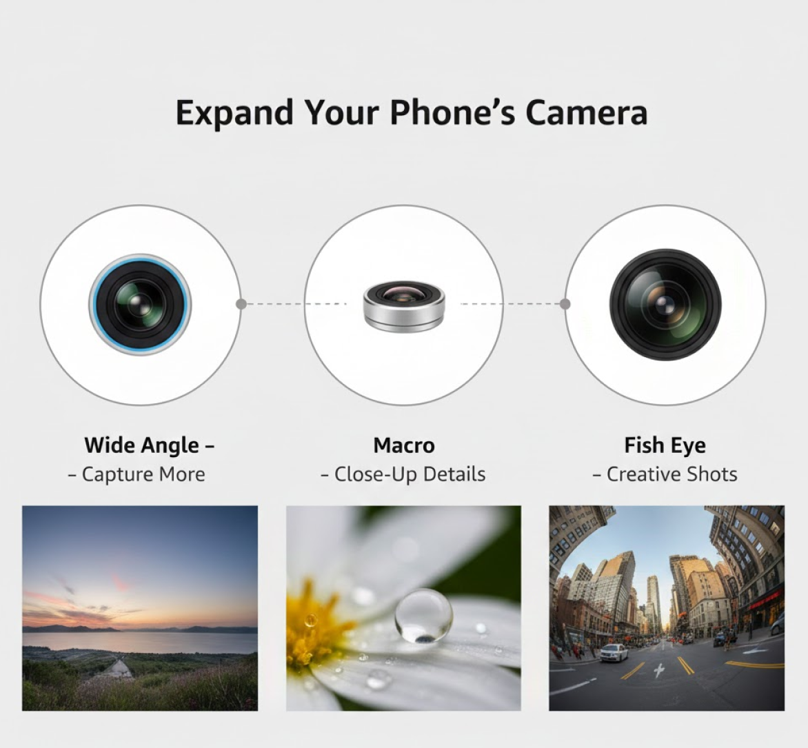 Closeup of optical glass wide-angle selfie lens