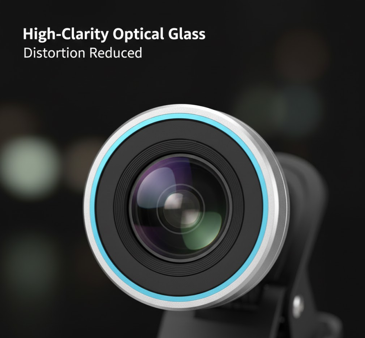 Wide-angle selfie lens securely mounted on smartphone camera