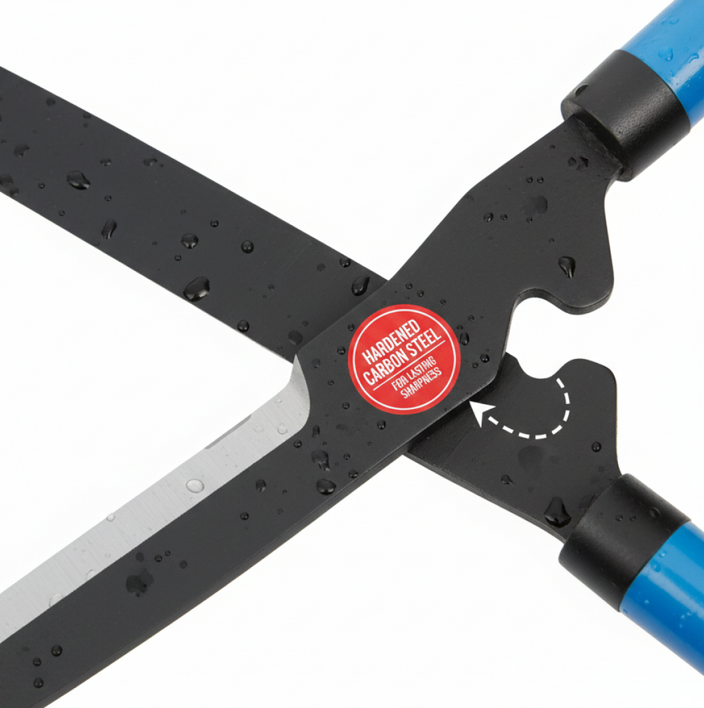 Comfort grip handles of the hedge shear, designed to reduce hand fatigue.