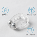 Side view of the reusable anti-snore nose clip, highlighting its ergonomic design.