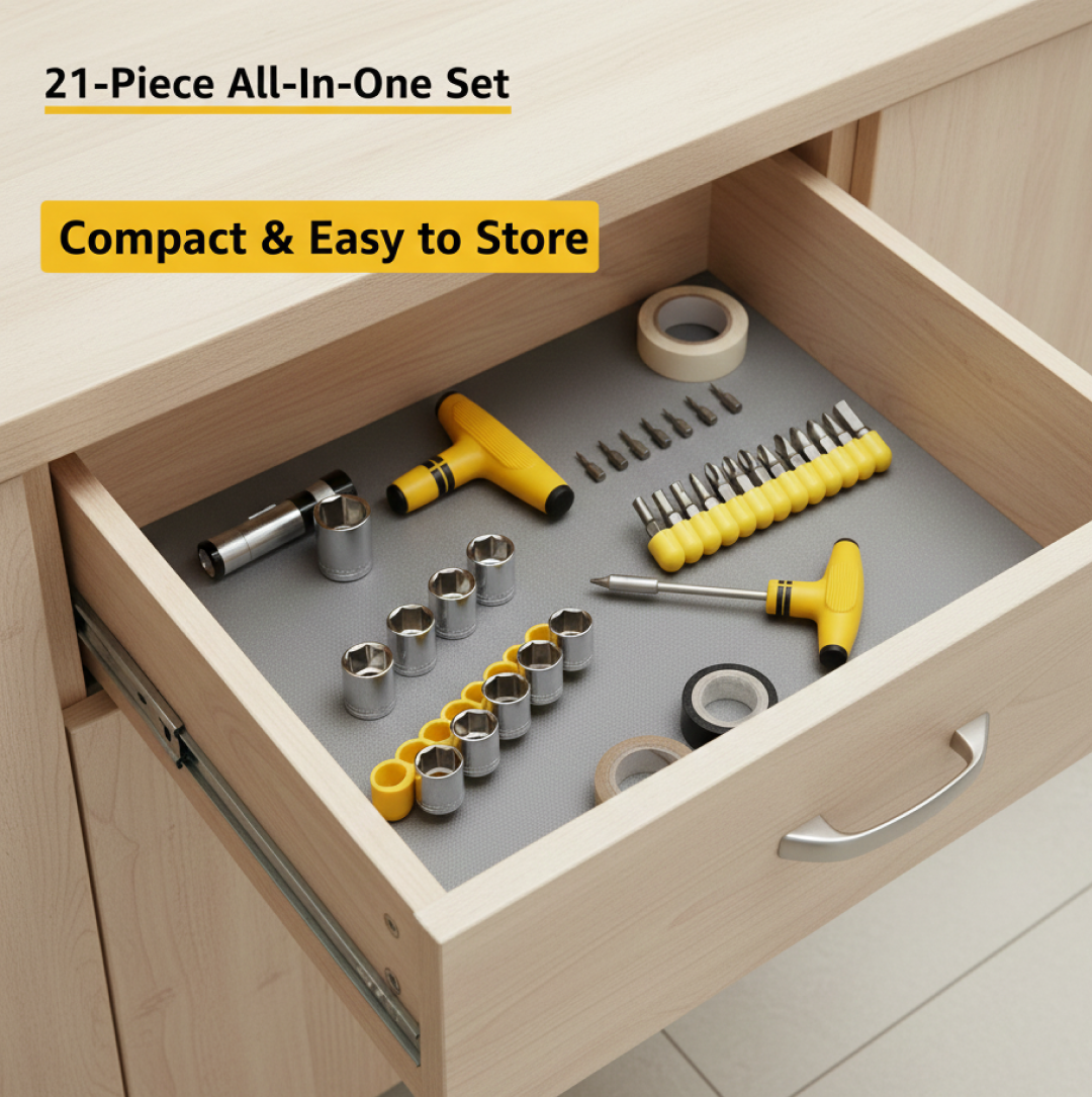Essential extension bars and universal joint for versatile use with the socket set.