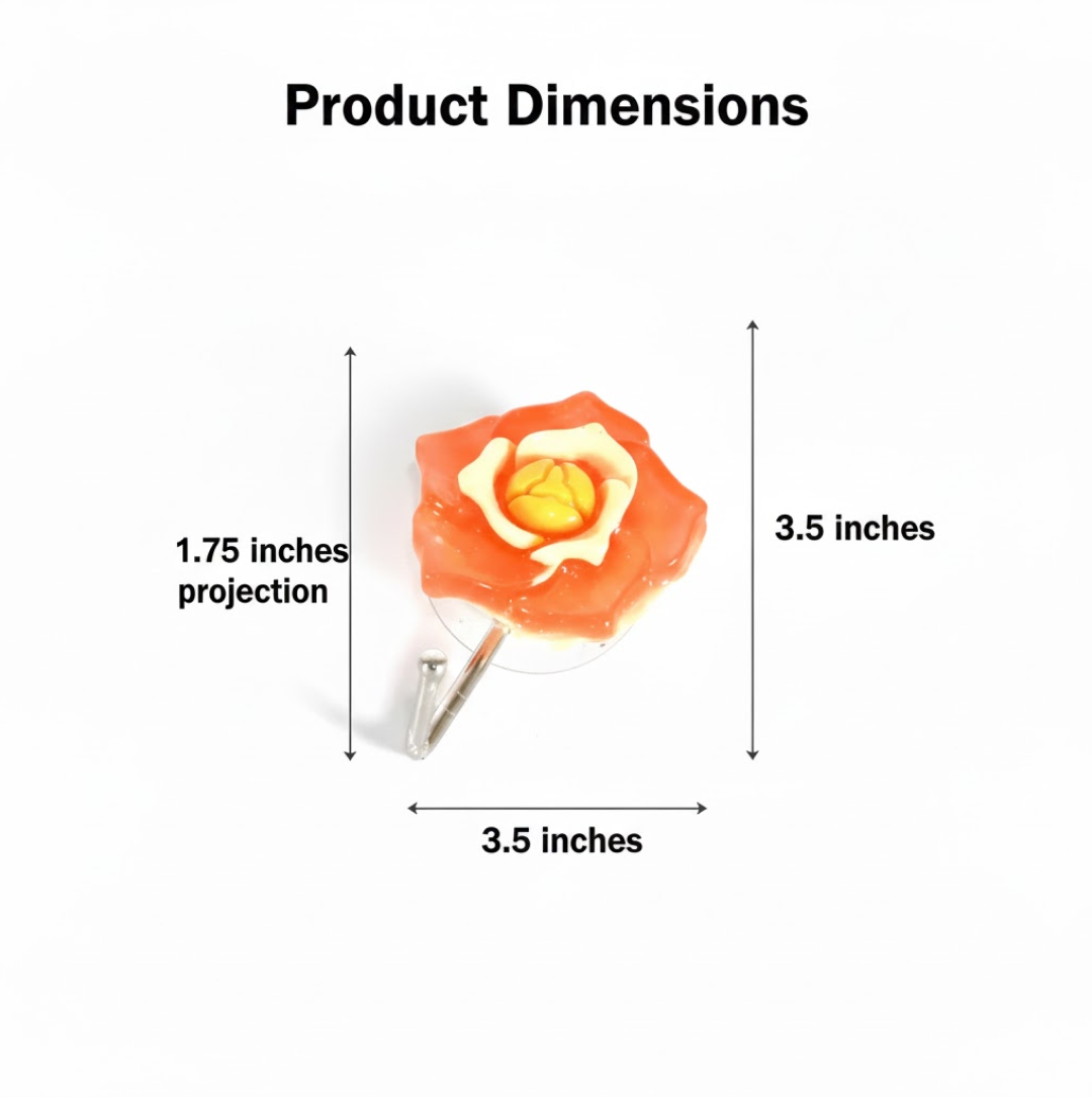 A single self adhesive wall hook with a floral design, ready for installation.