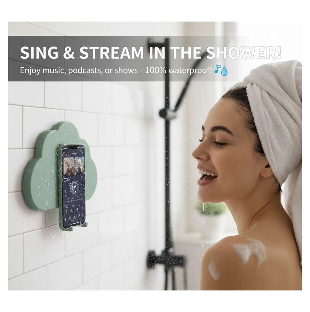 Demonstration of the 360-degree rotation of the waterproof mobile stand.